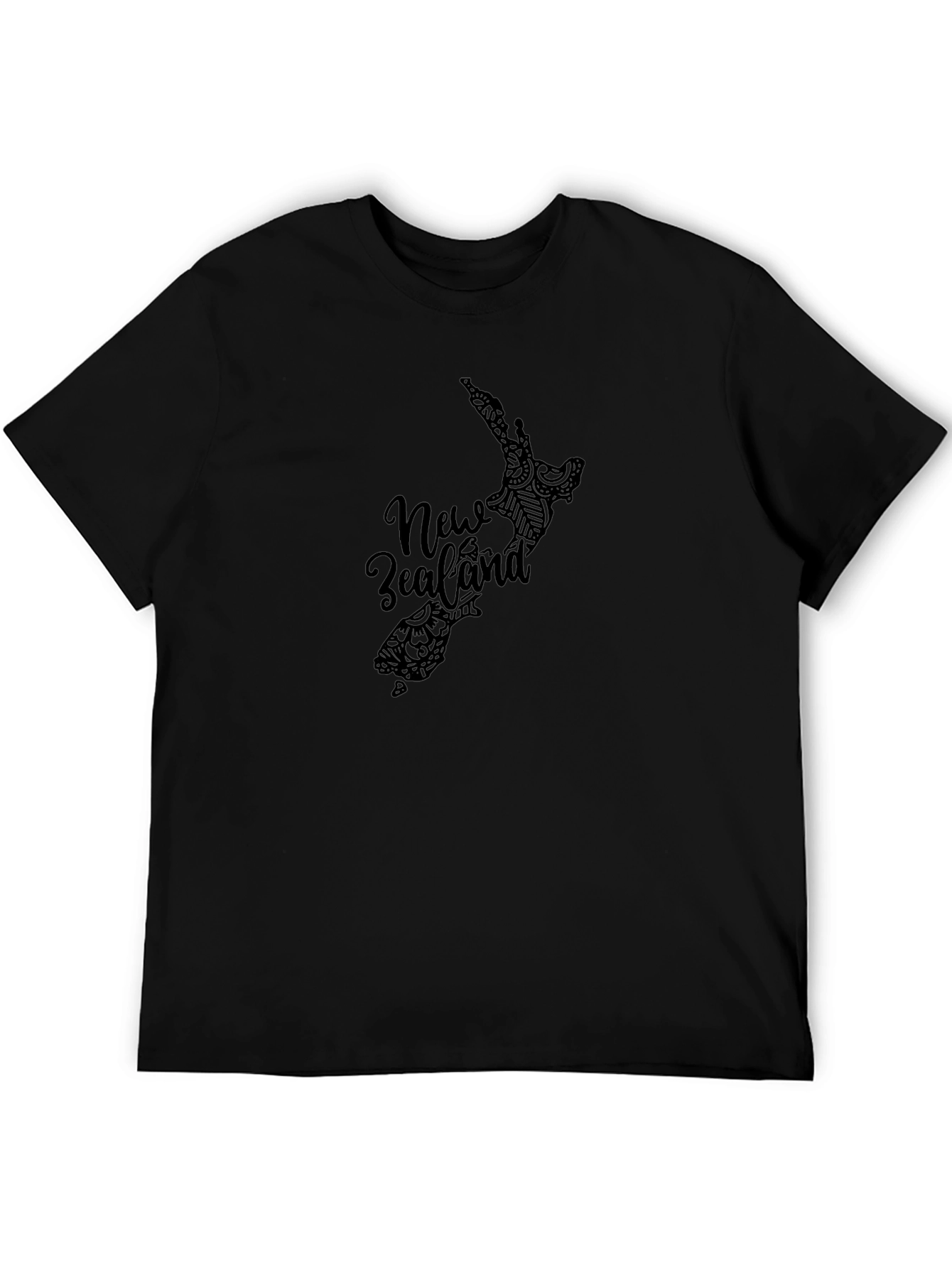 New Zealand Map Graphic Black T-Shirt
