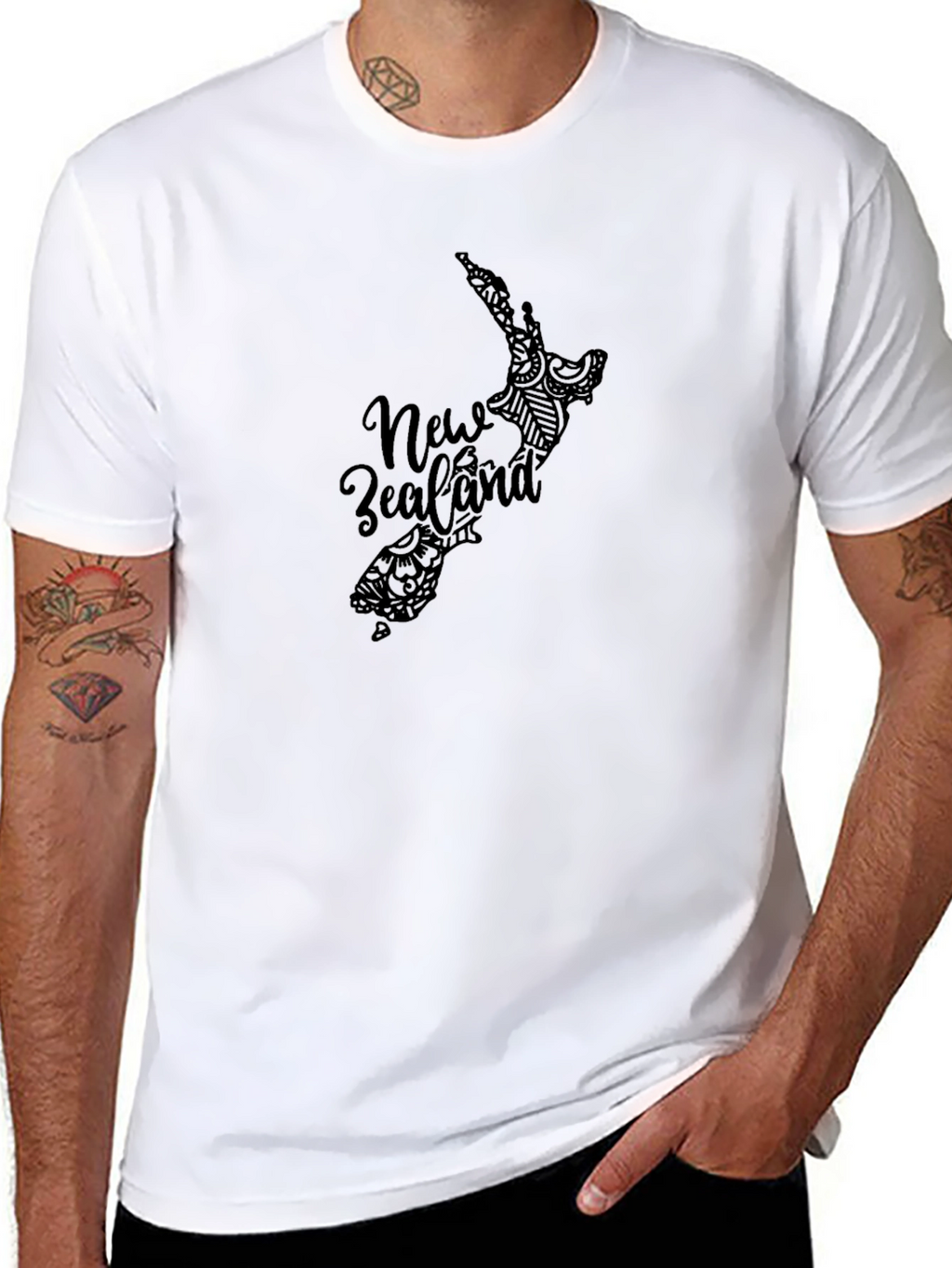 New Zealand Map Graphic Black T-Shirt