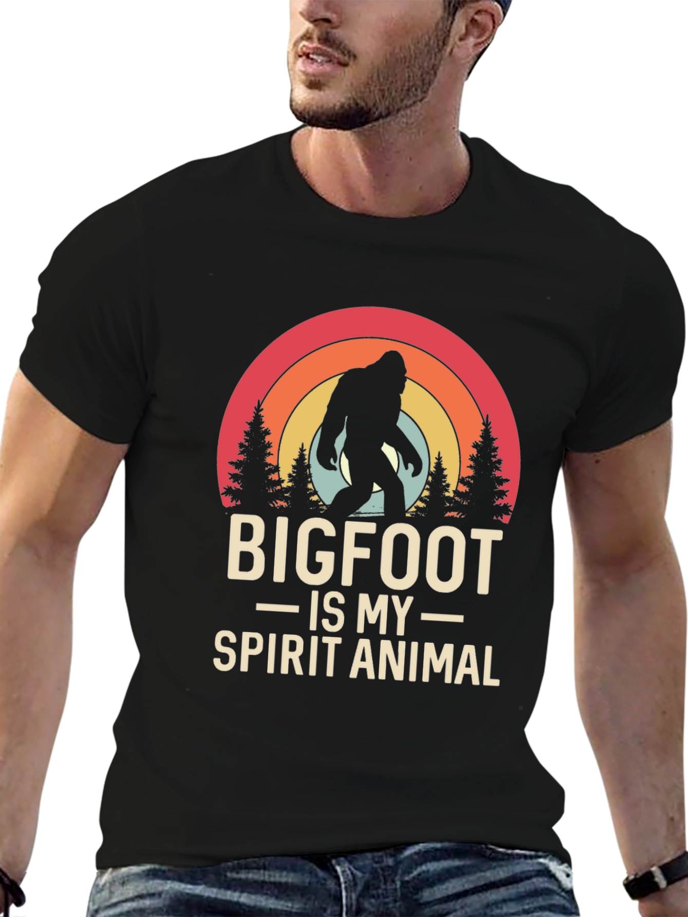 Bigfoot Spirit Animal Tee - Black Graphic T-Shirt