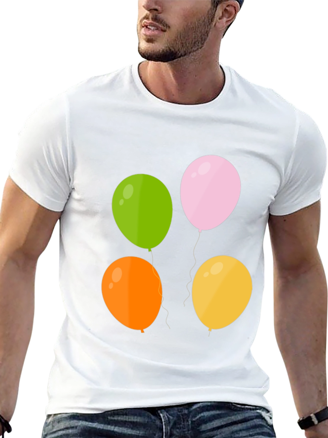 Colorful Balloon Graphic T-Shirt - Casual Cotton Tee