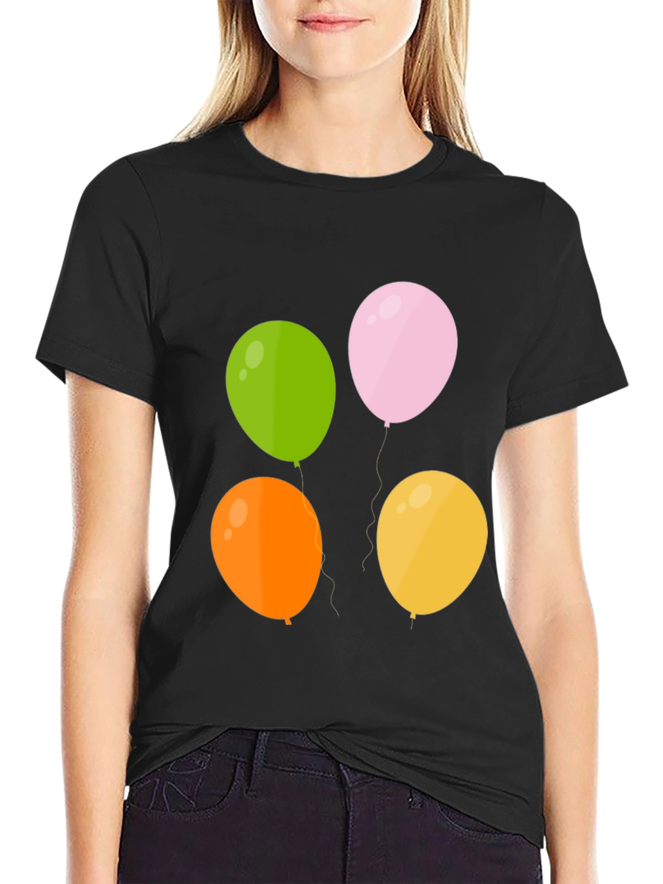 Colorful Balloon Graphic T-Shirt - Casual Cotton Tee