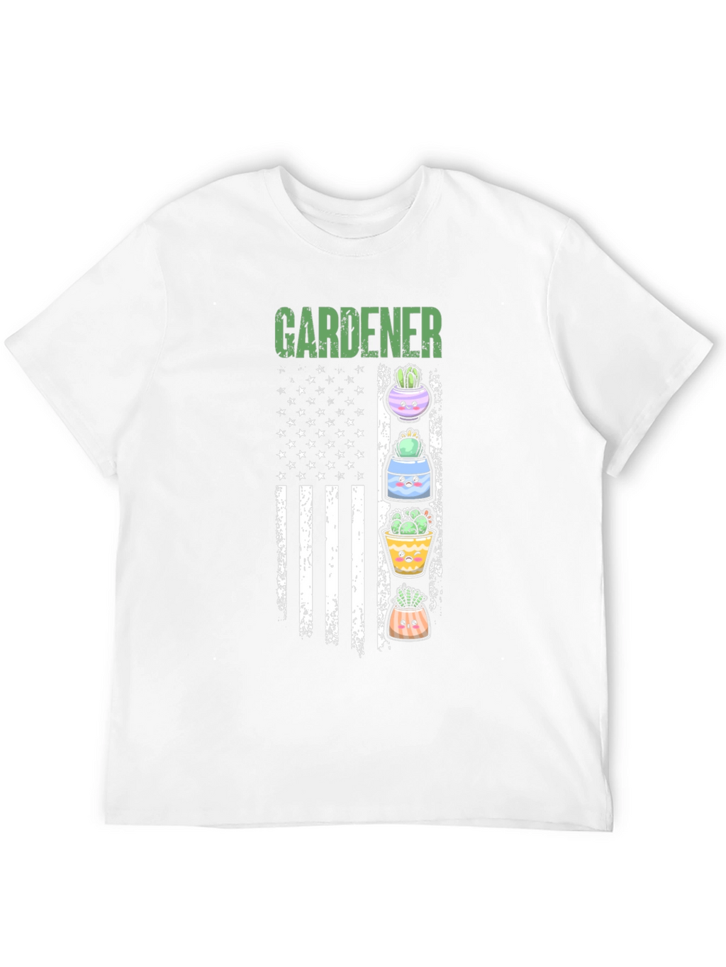 Gardener Cactus American Flag Graphic T-Shirt