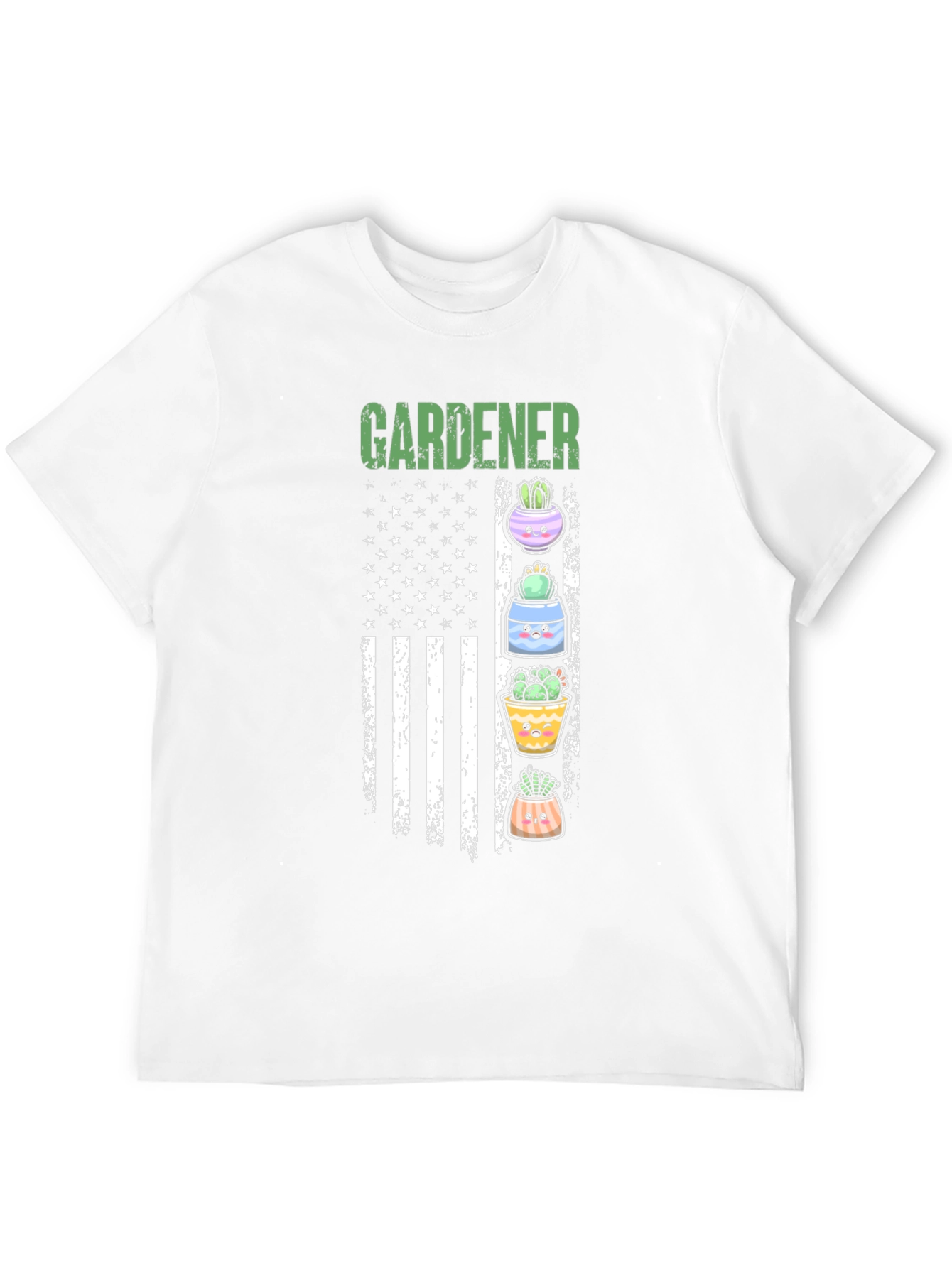 Gardener Cactus American Flag Graphic T-Shirt