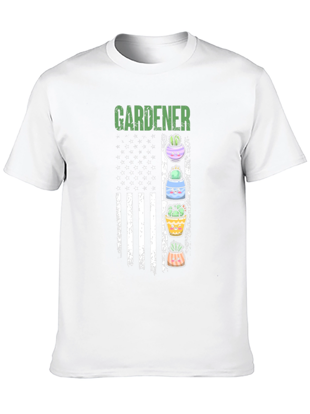 Gardener Cactus American Flag Graphic T-Shirt