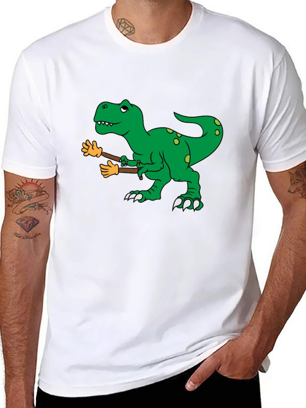 Dinosaur T-Rex with Fake Arms Funny Graphic Tee