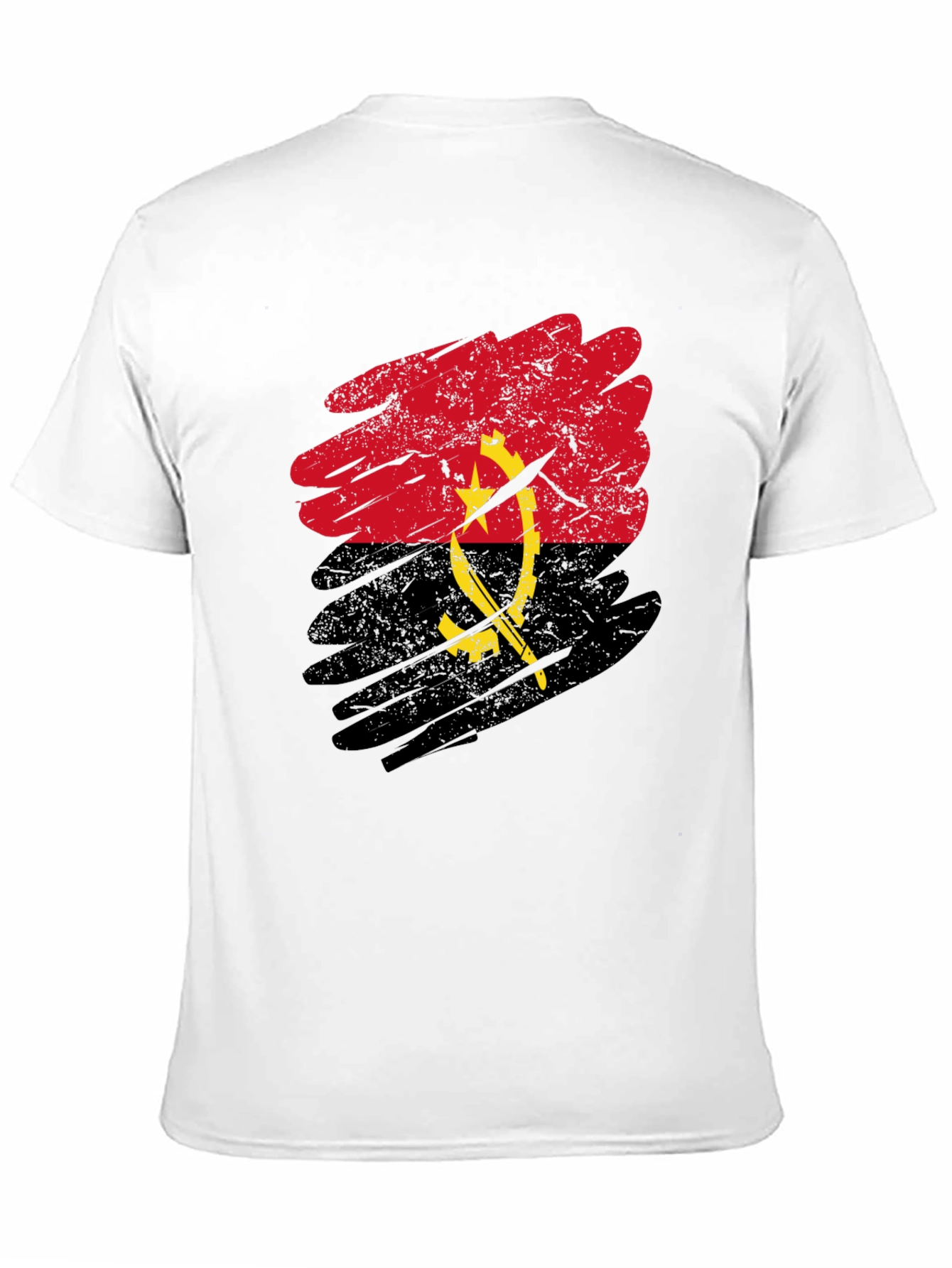 Angola Flag Graphic T-Shirt - Black Casual Tee