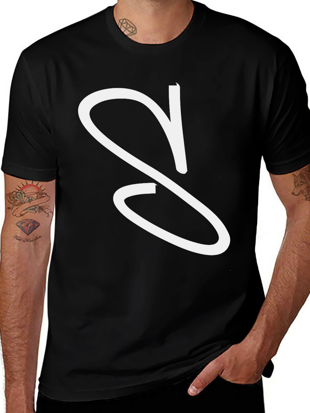 Black T-Shirt with White S Design
