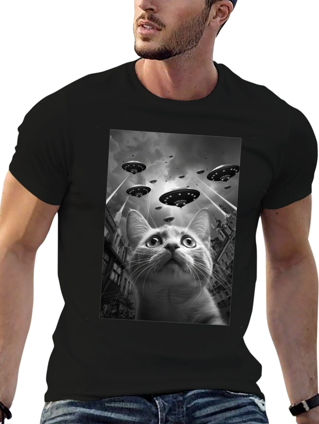 UFO Cat T-Shirt - Alien Invasion
