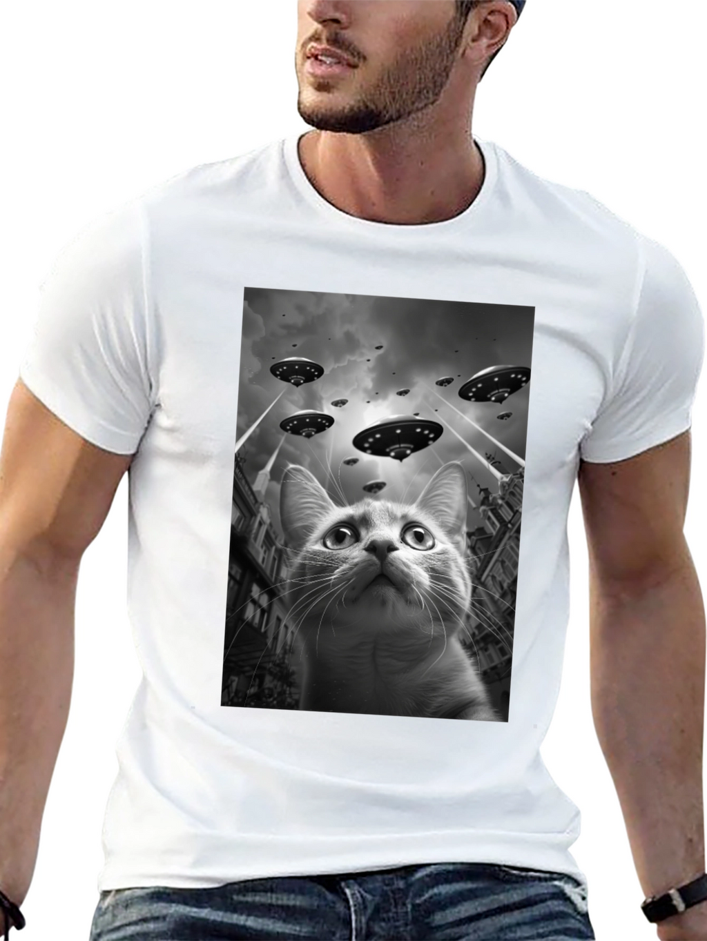 UFO Cat T-Shirt - Alien Invasion