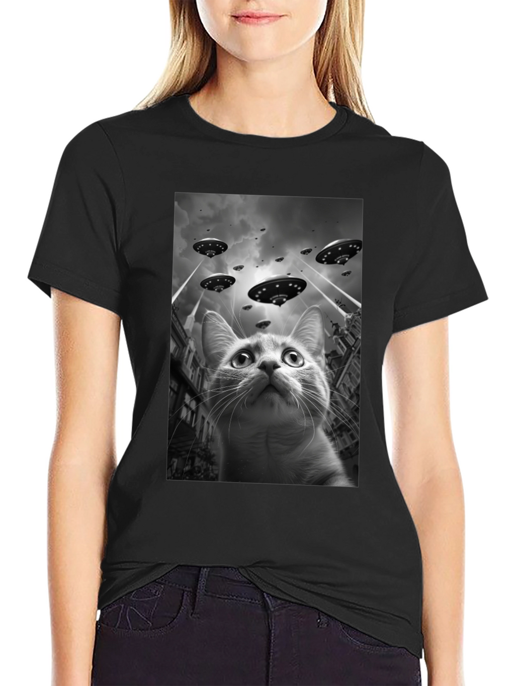 UFO Cat T-Shirt - Alien Invasion
