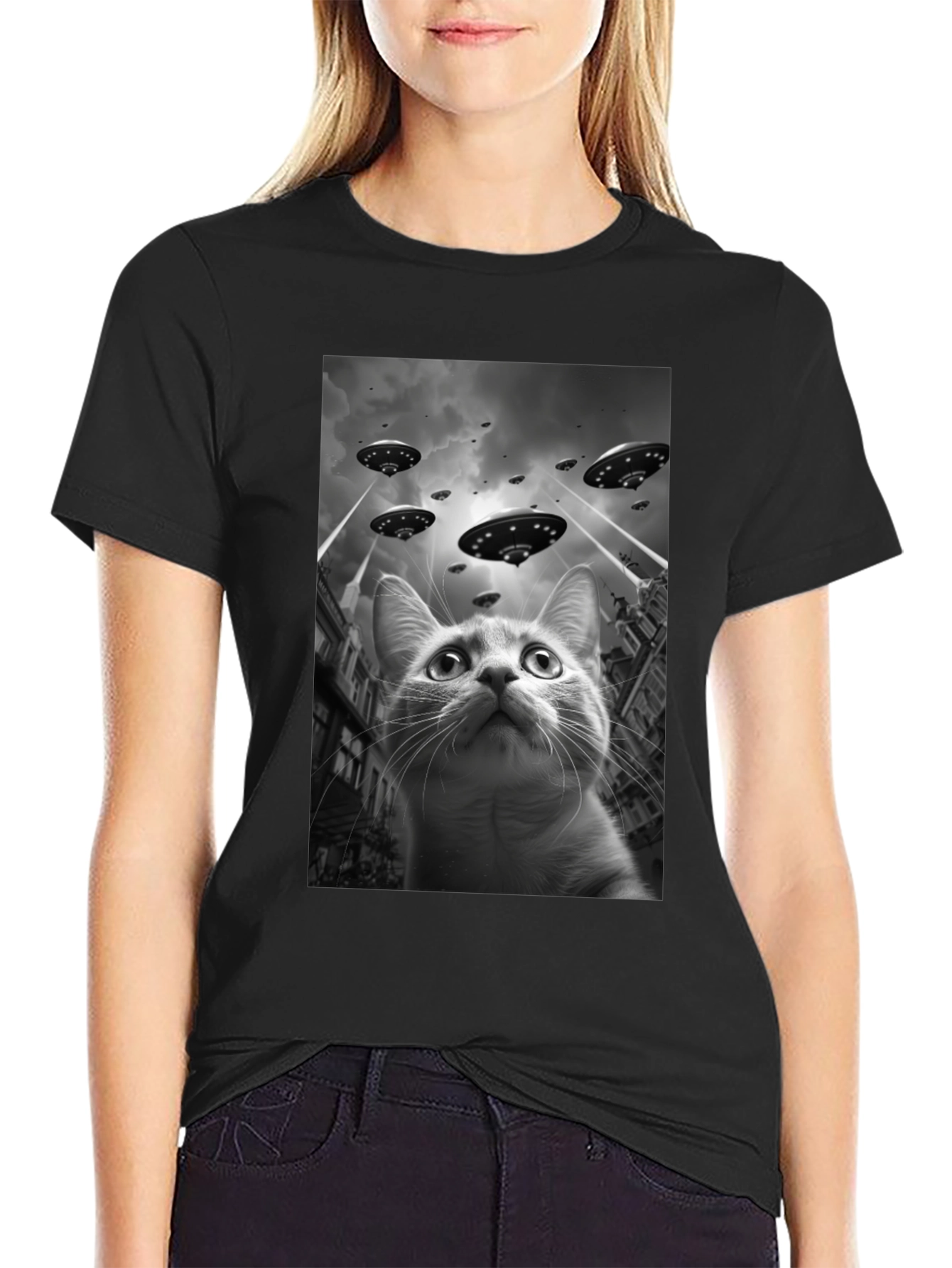 UFO Cat T-Shirt - Alien Invasion