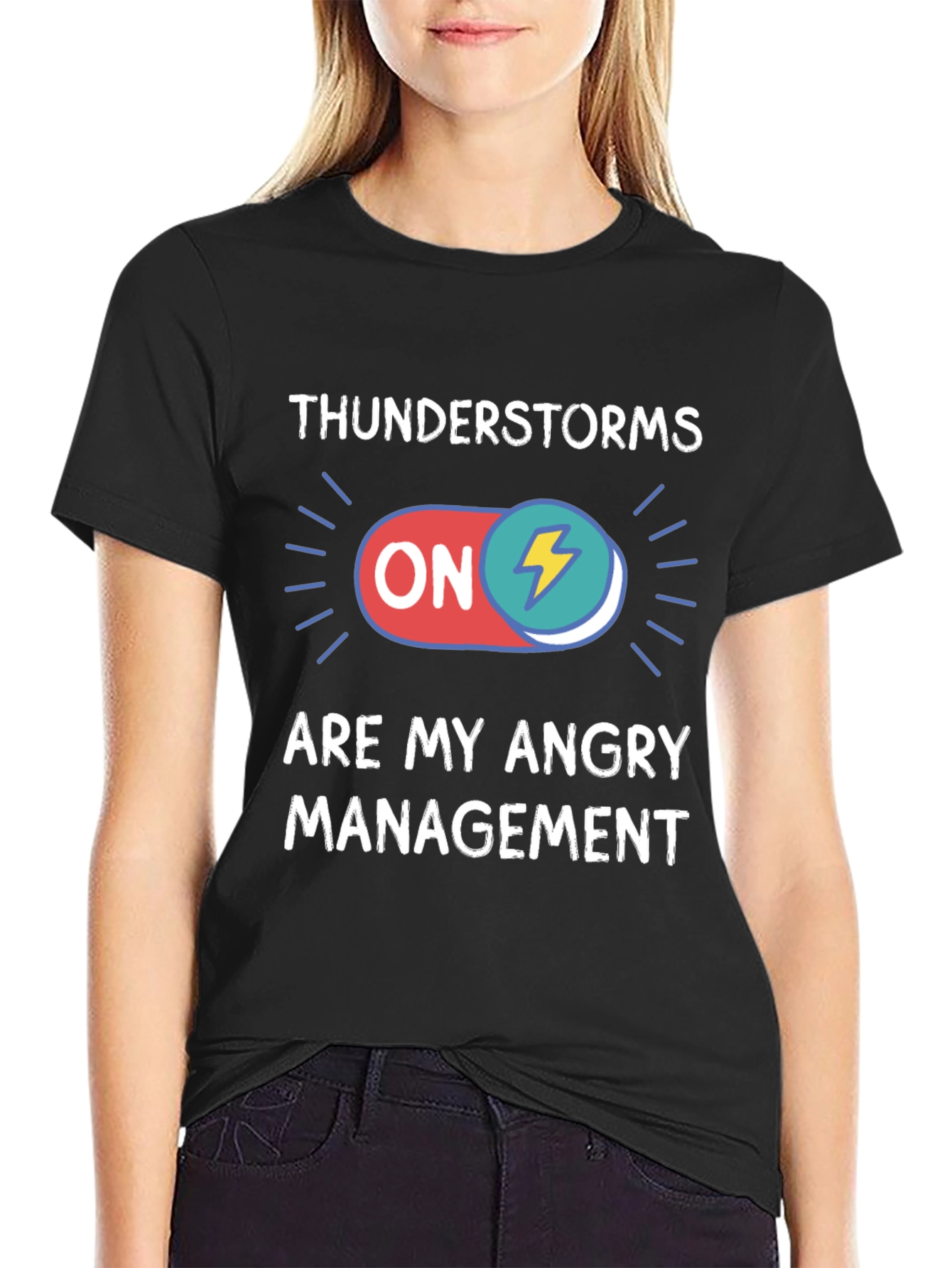 Thunderstorms Are My Angry Management Black T-Shirt