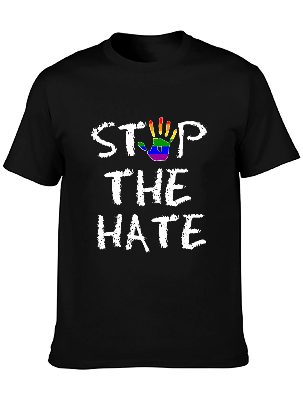 Stop The Hate T-Shirt - Rainbow Hand Print