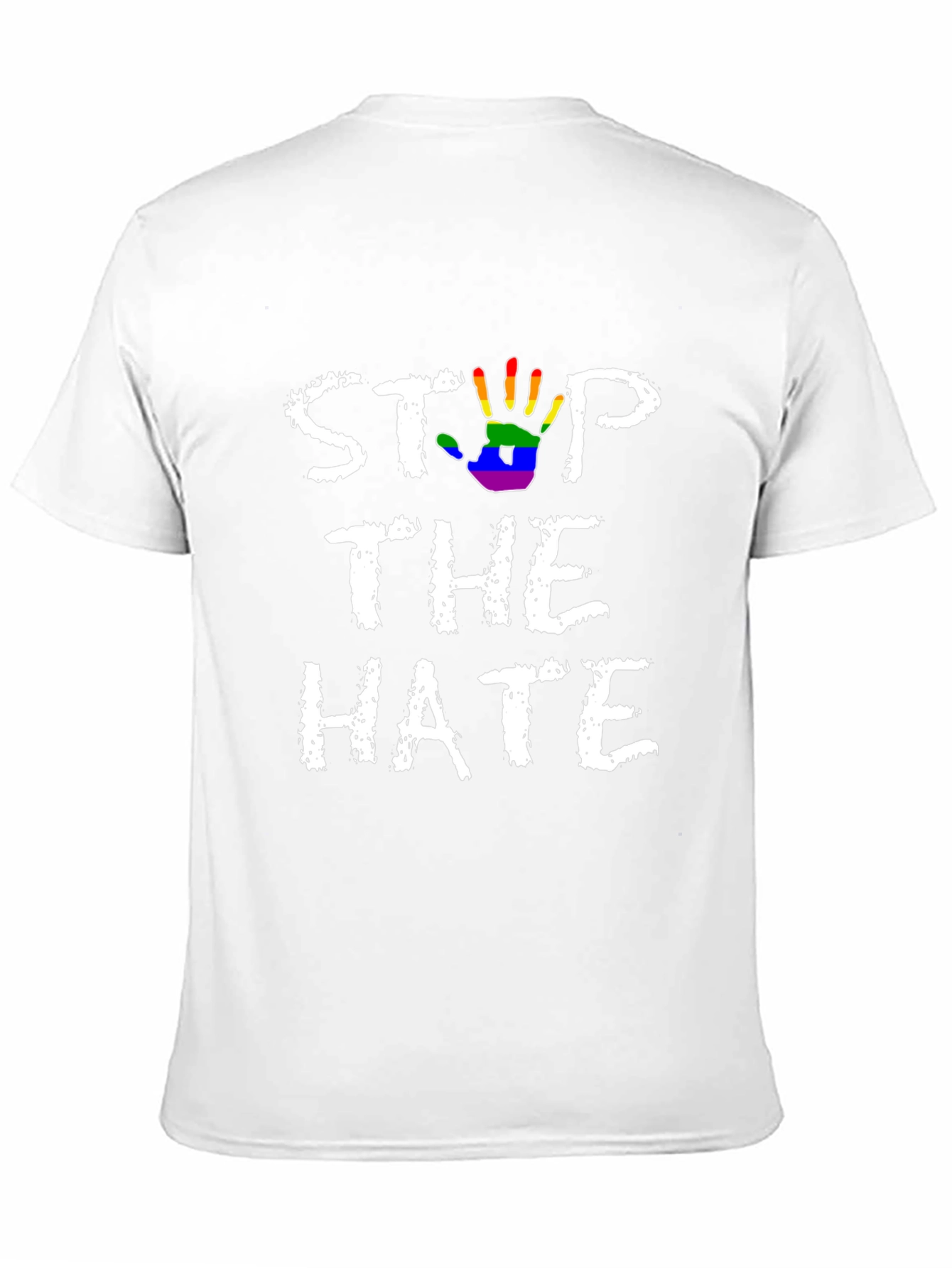 Stop The Hate T-Shirt - Rainbow Hand Print