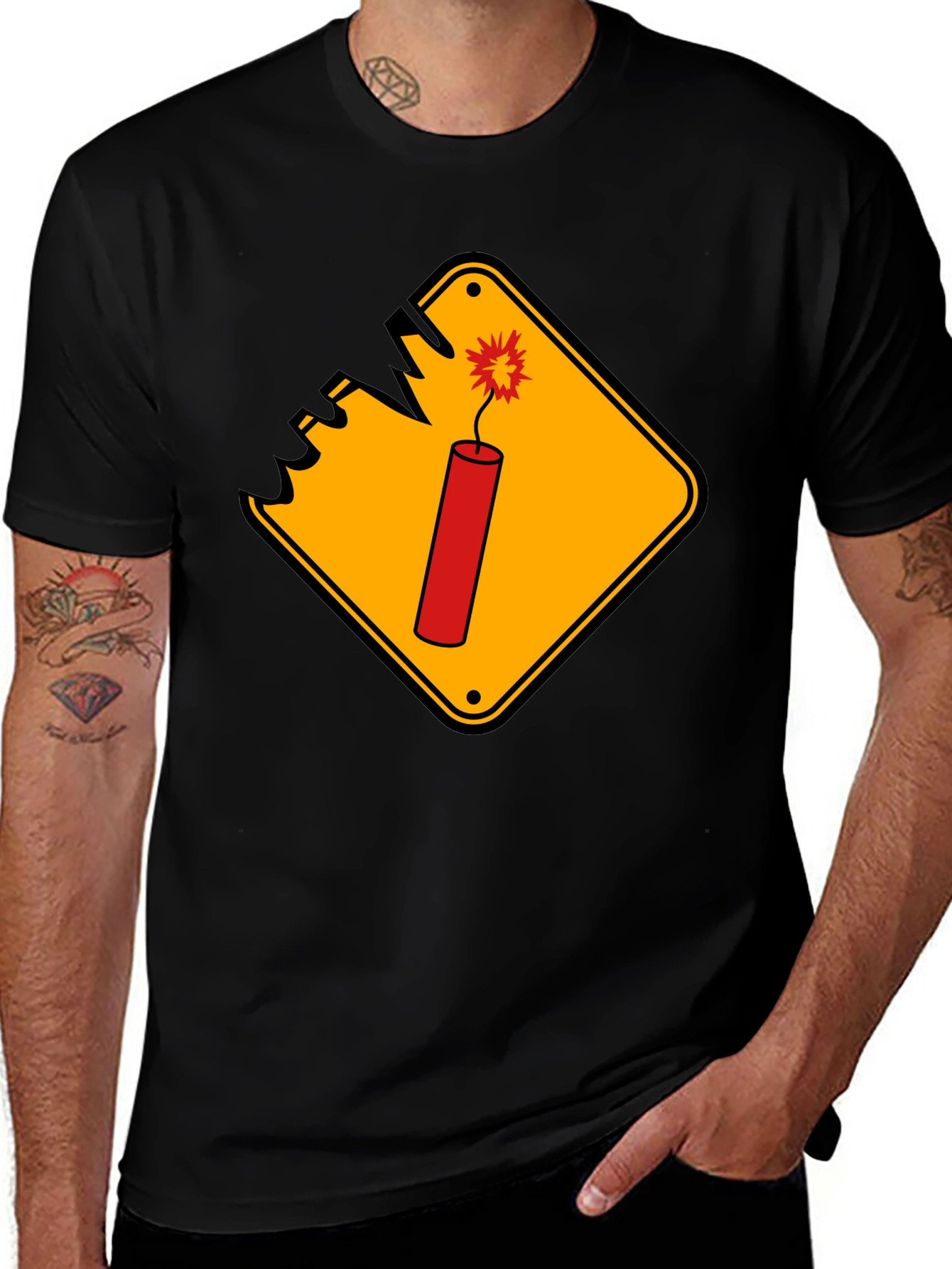 Dynamite Sign Graphic Tee - Bold & Edgy Black T-Shirt