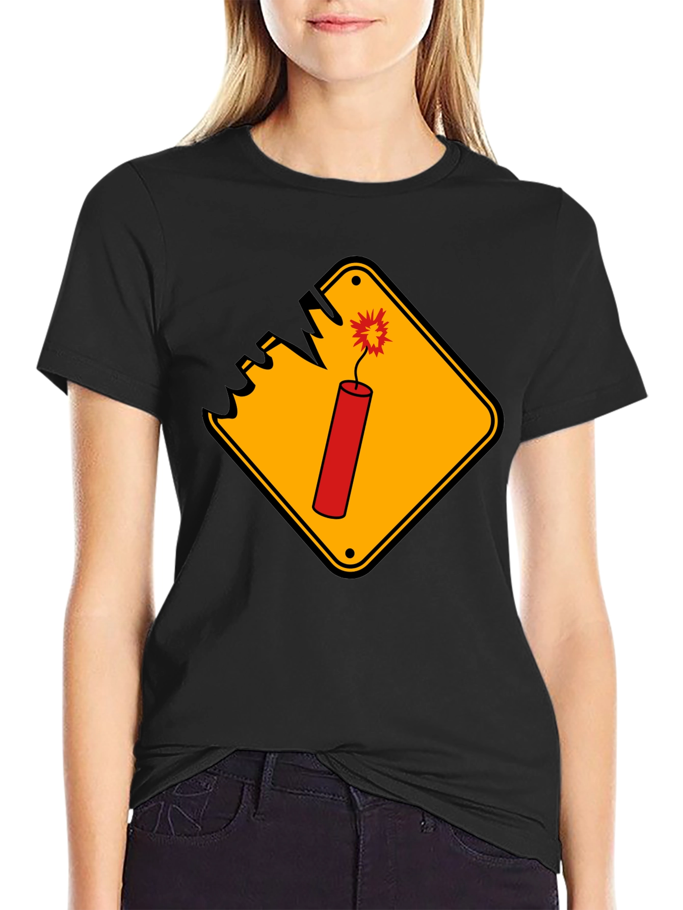 Dynamite Sign Graphic Tee - Bold & Edgy Black T-Shirt