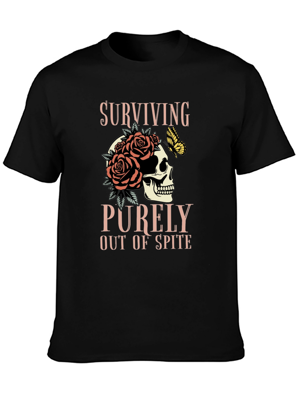 Surviving Out of Spite Skull Rose Graphic Tee