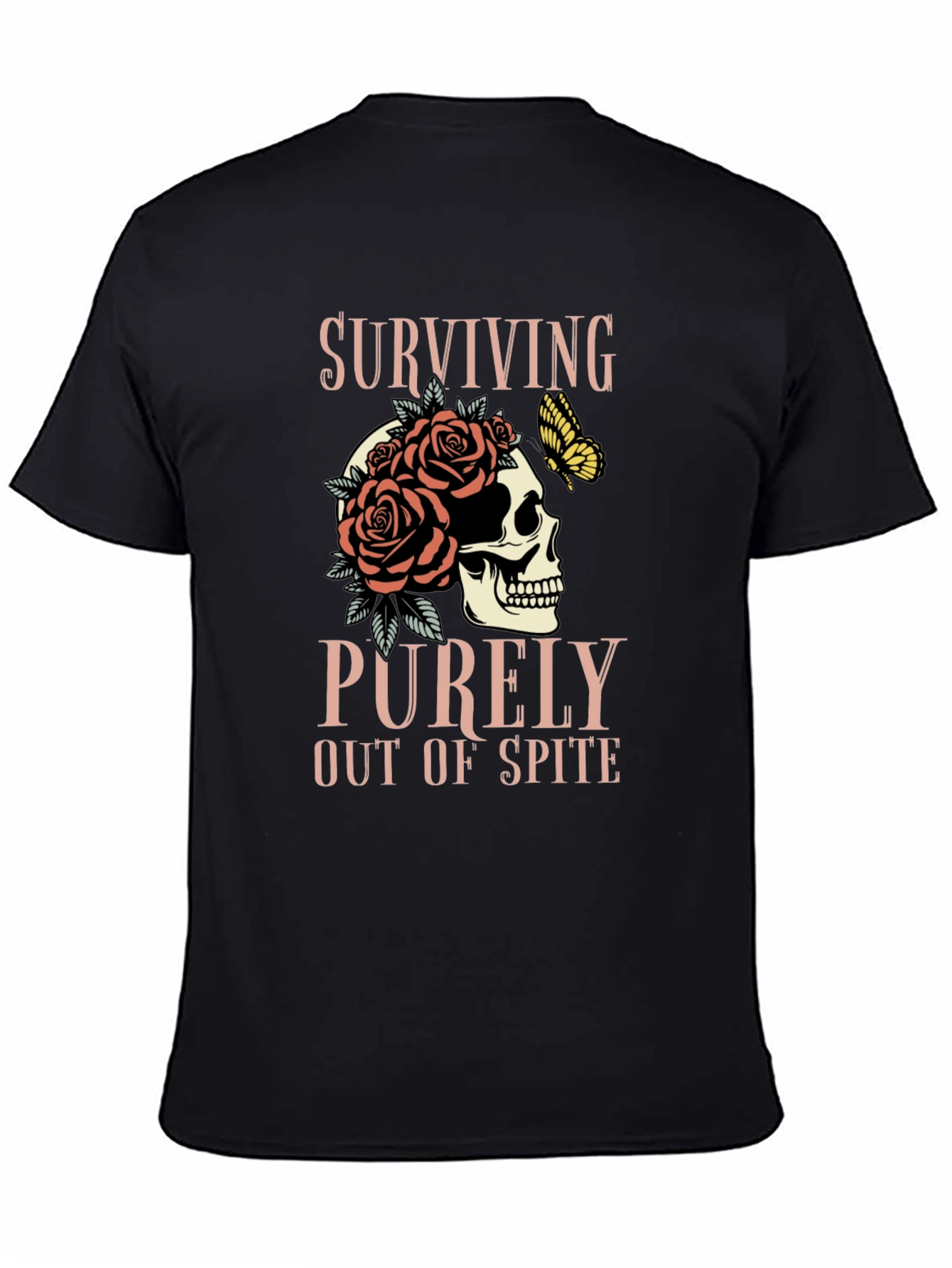 Surviving Out of Spite Skull Rose Graphic Tee