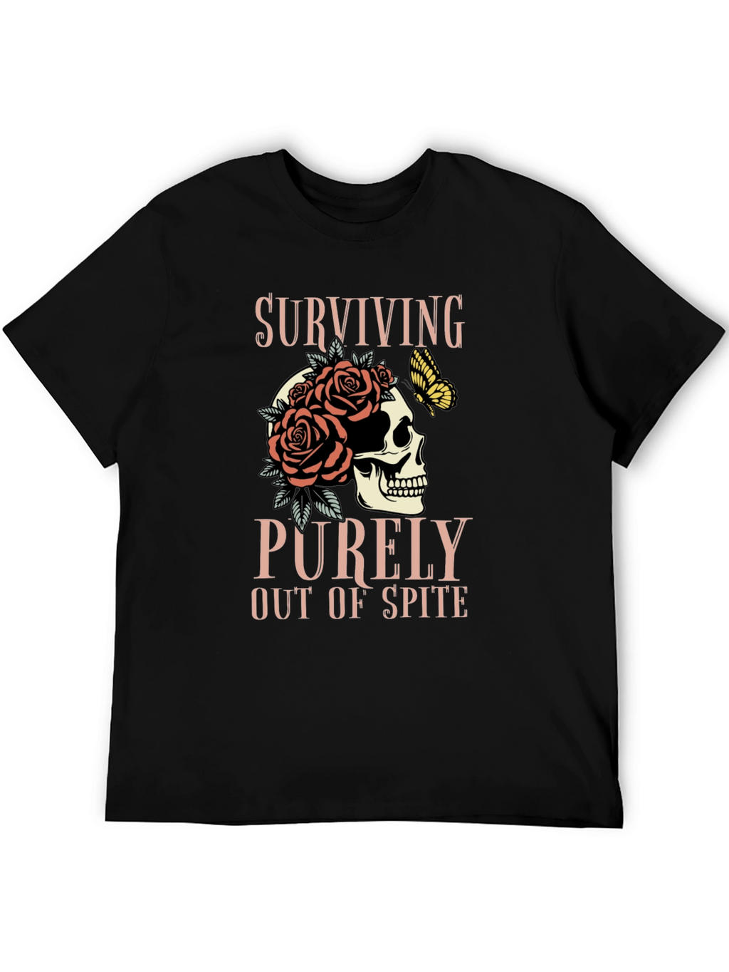Surviving Out of Spite Skull Rose Graphic Tee