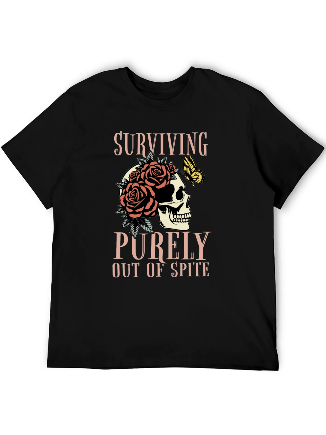 Surviving Out of Spite Skull Rose Graphic Tee