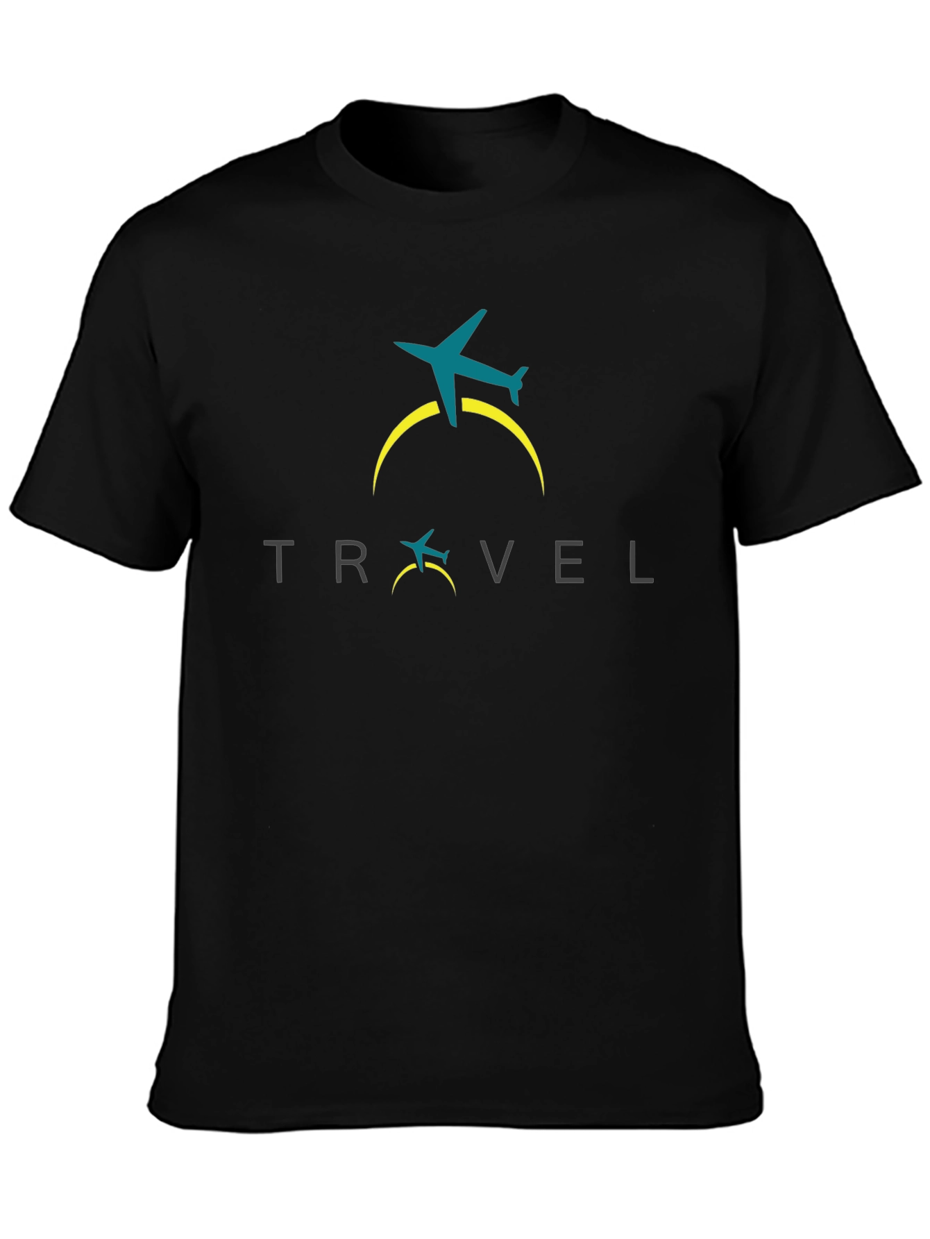 Travel Airplane Graphic T-Shirt - Black