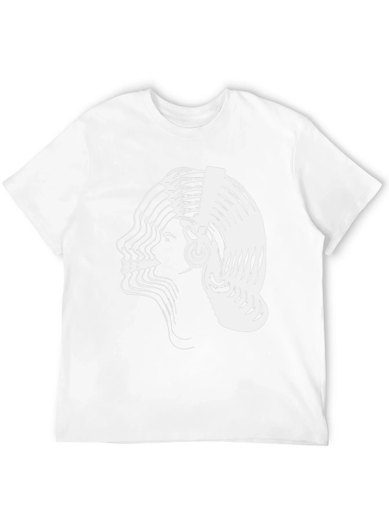 Abstract Woman Headphones Graphic Tee - Black Cotton Blend