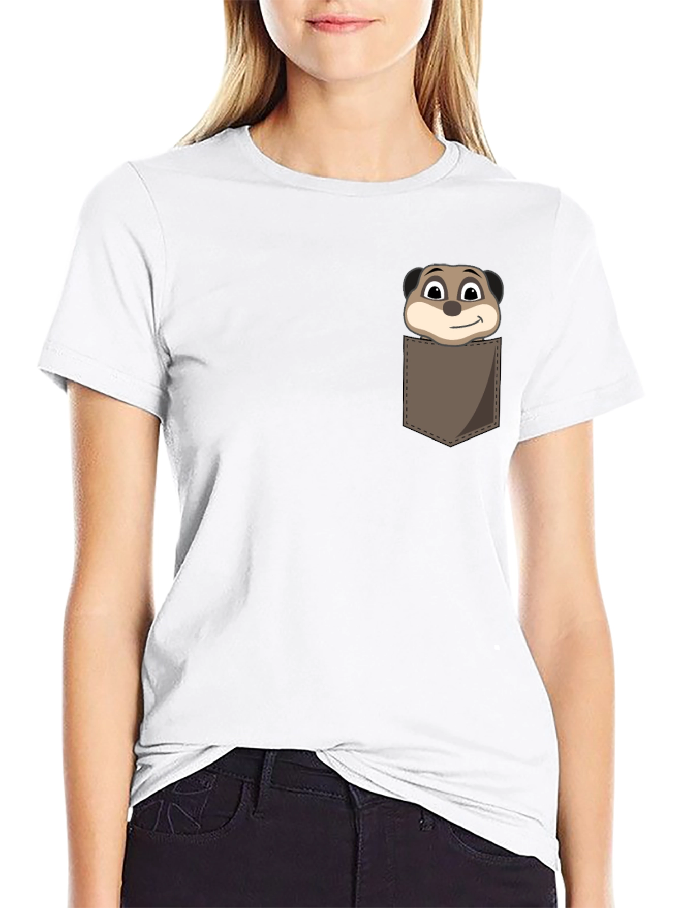 Cartoon Meerkat Pocket T-Shirt