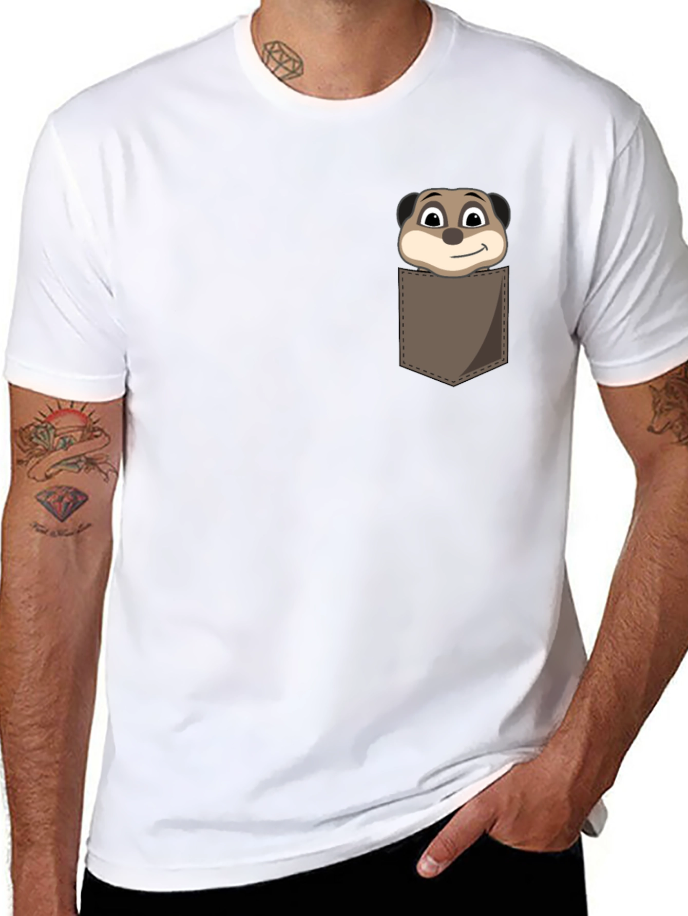 Cartoon Meerkat Pocket T-Shirt