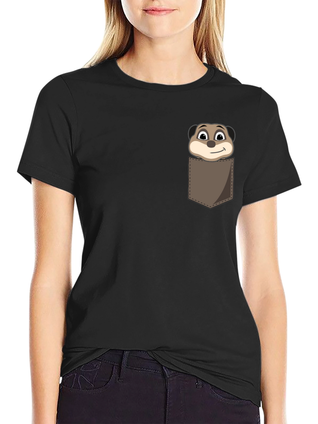 Cartoon Meerkat Pocket T-Shirt