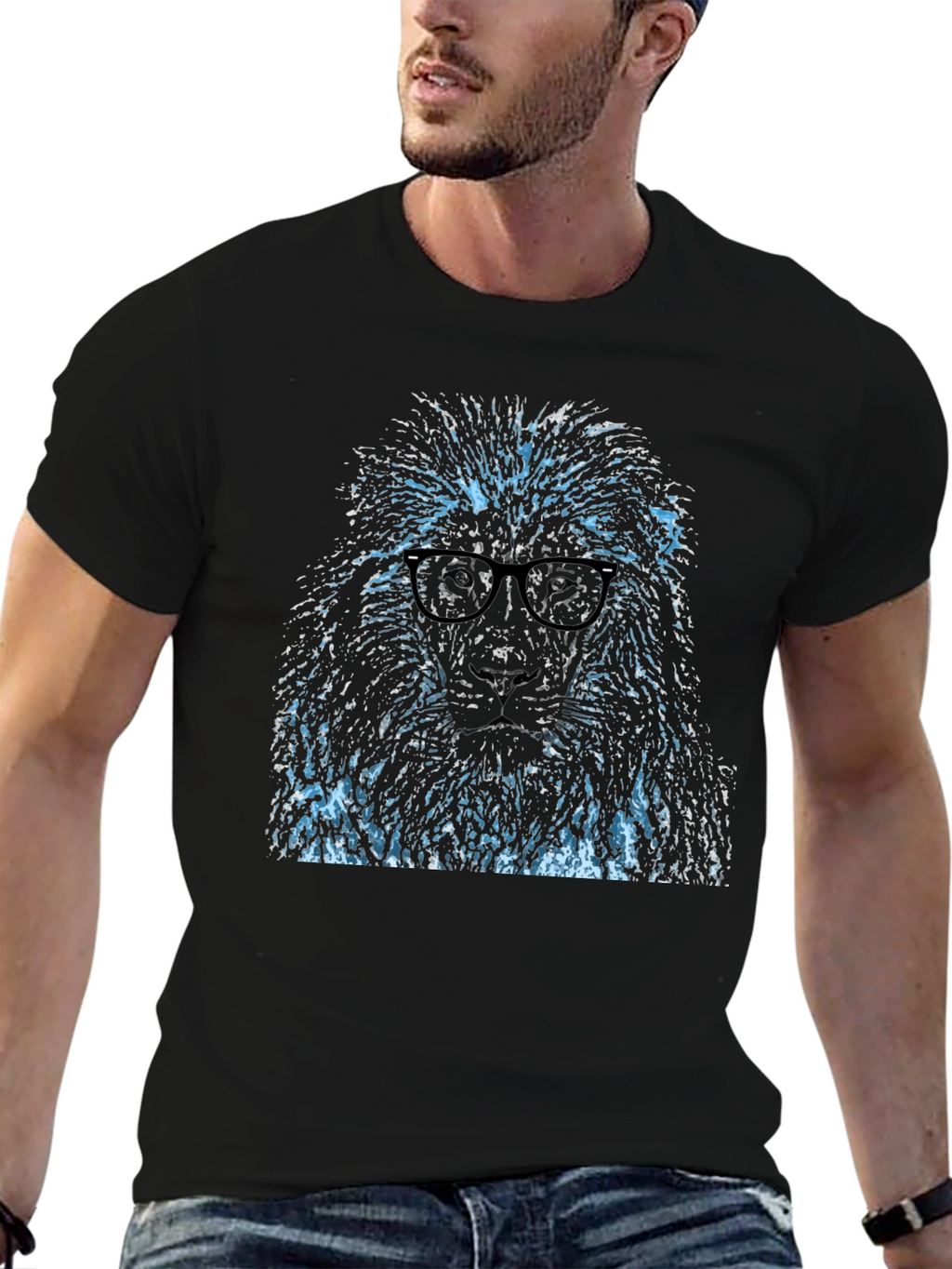 Cool Poodle Graphic Tee - Stylish Mens Black T-Shirt