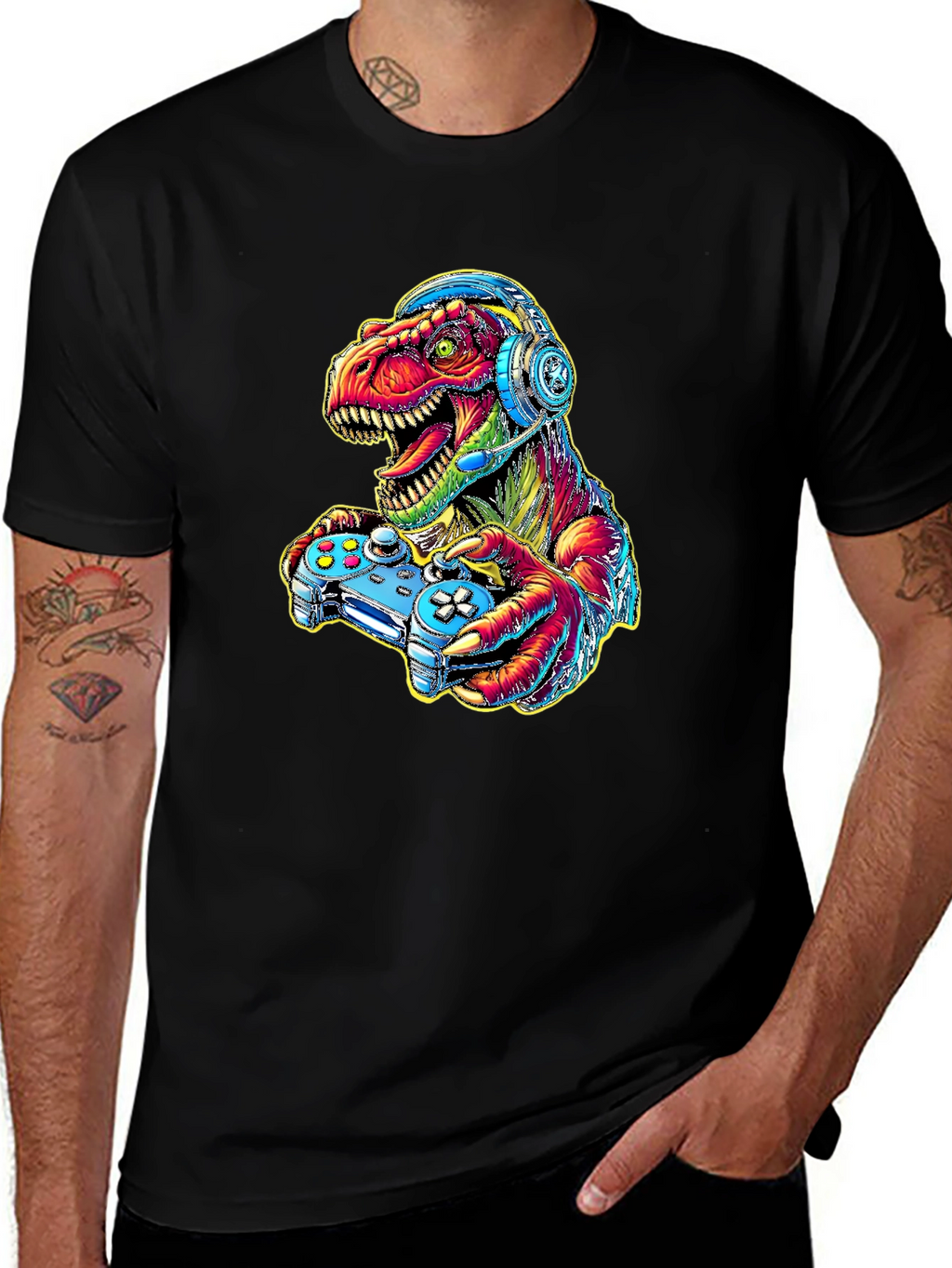 Gamer Dino T-Shirt - Cool Graphic Tee