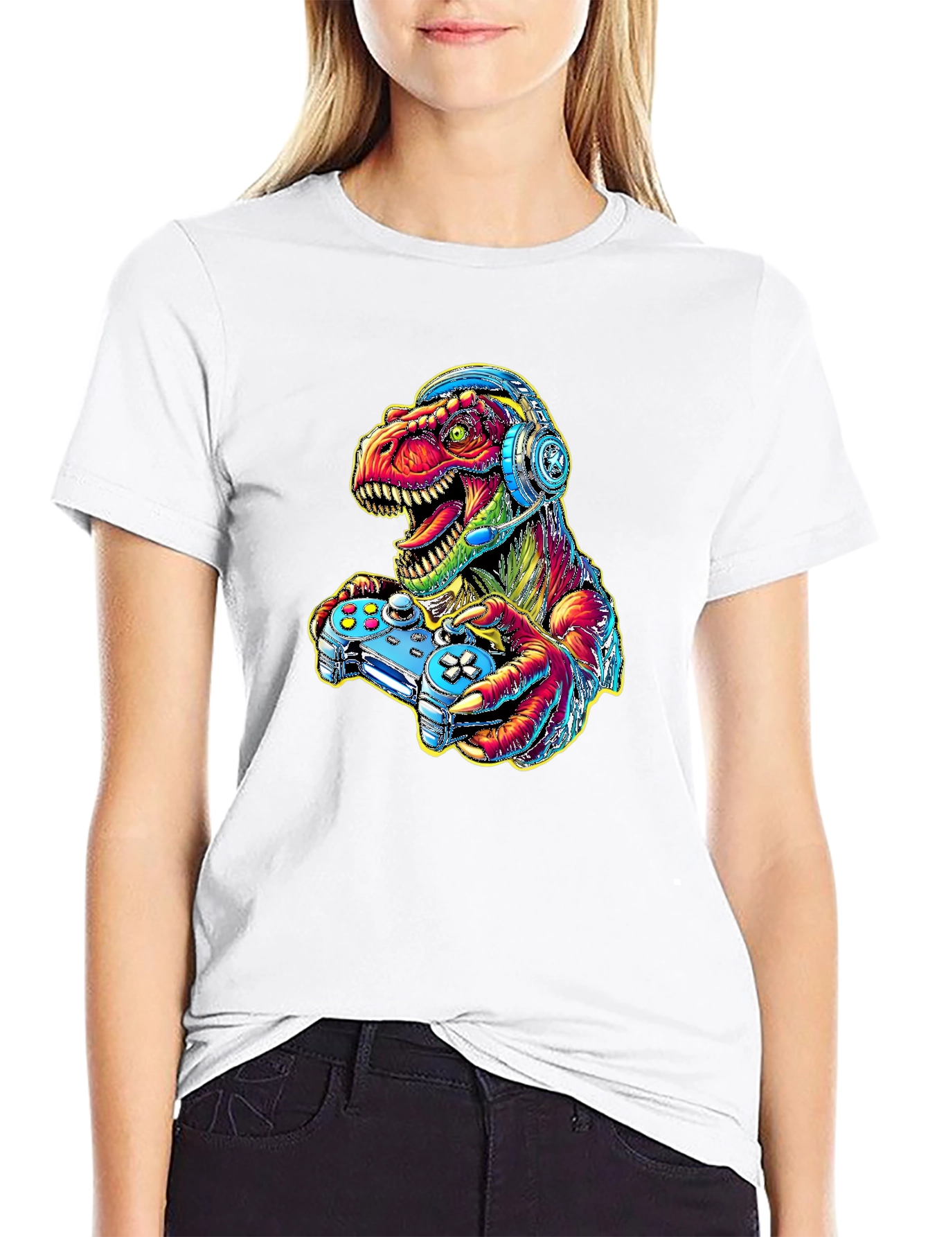 Gamer Dino T-Shirt - Cool Graphic Tee