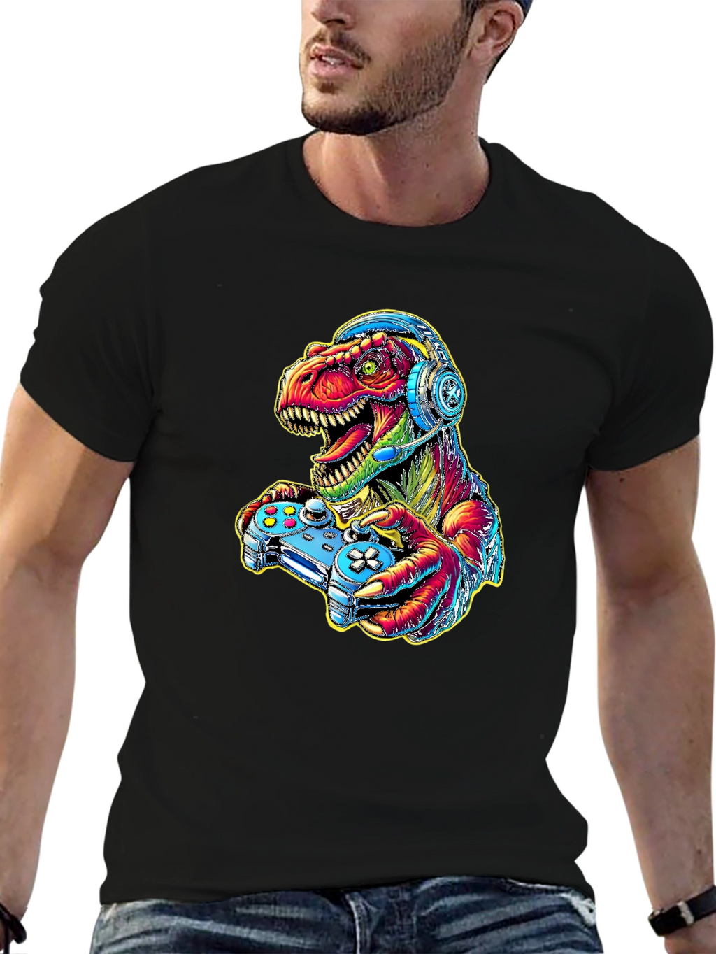 Gamer Dino T-Shirt - Cool Graphic Tee