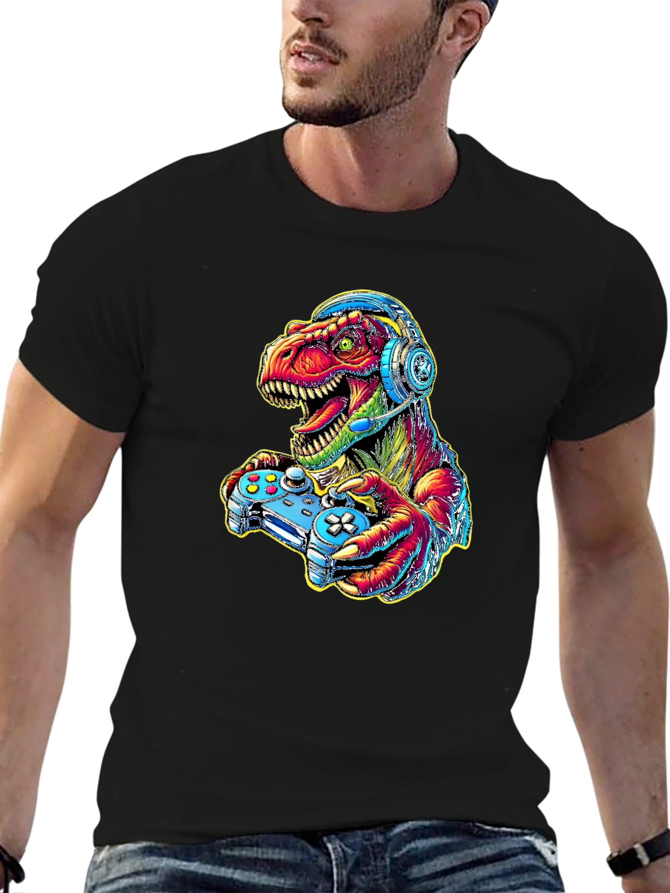 Gamer Dino T-Shirt - Cool Graphic Tee
