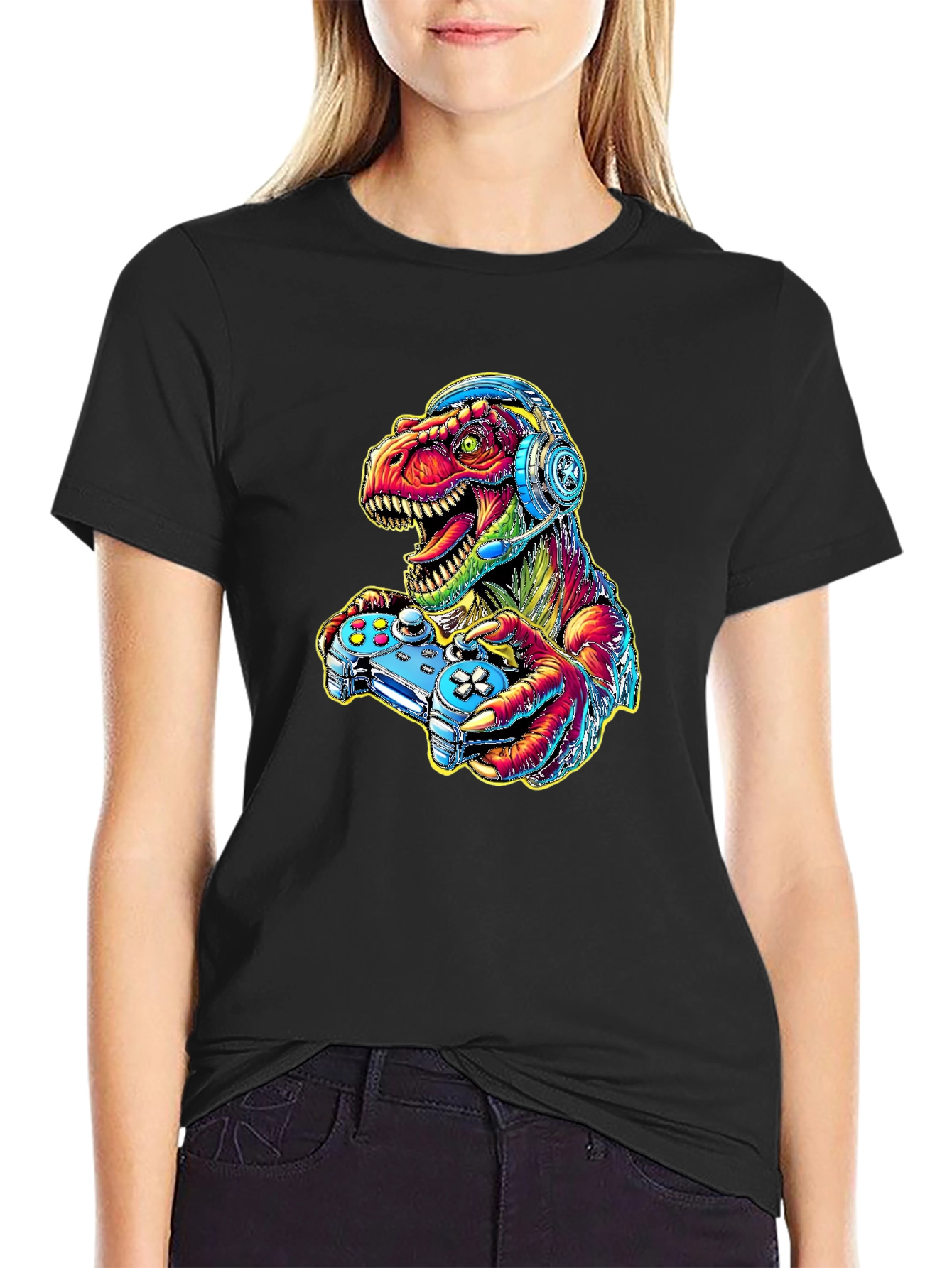 Gamer Dino T-Shirt - Cool Graphic Tee