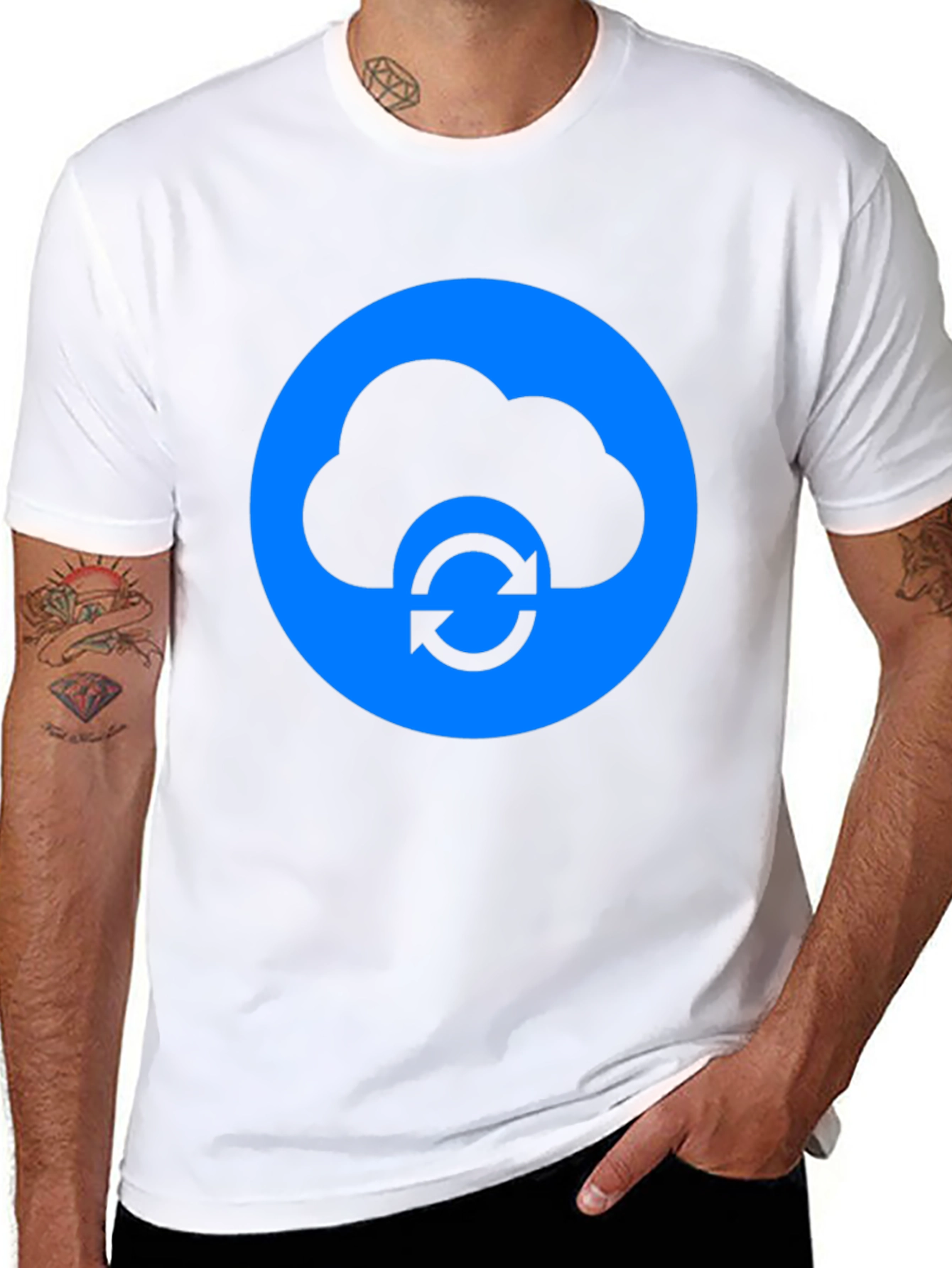 Cloud Sync Black T-Shirt - Modern Tech Design