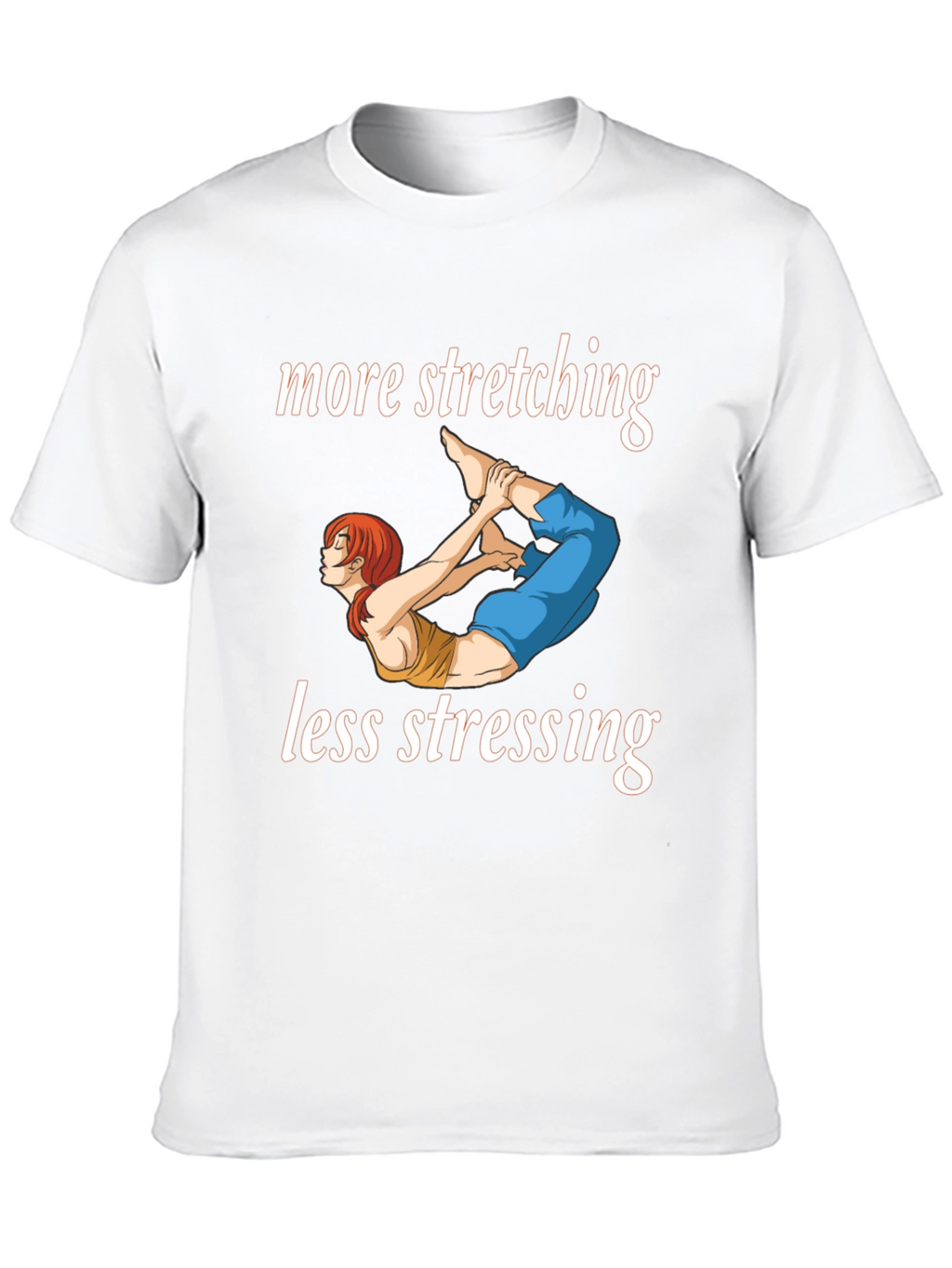 More Stretching Less Stressing Yoga Black T-Shirt