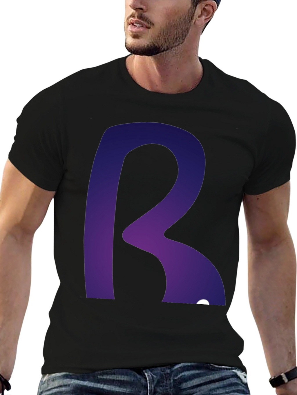 Letter R Graphic Tee - Modern Gradient Design