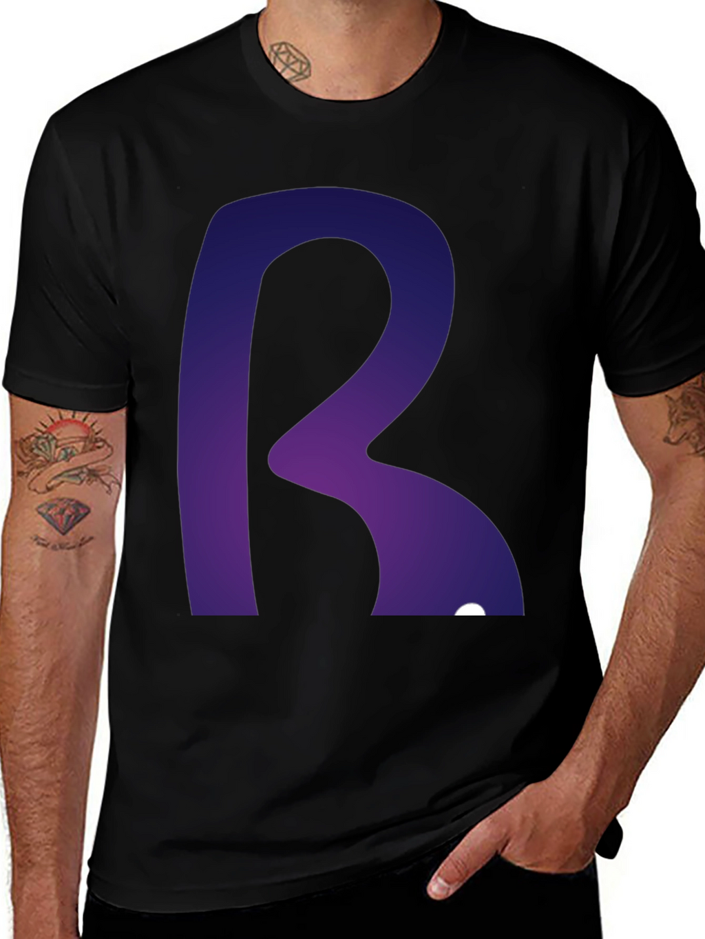 Letter R Graphic Tee - Modern Gradient Design