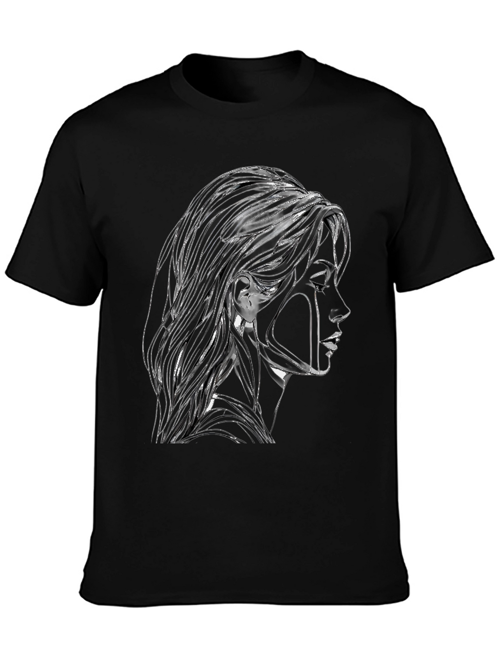 Abstract Woman Graphic Black T-Shirt