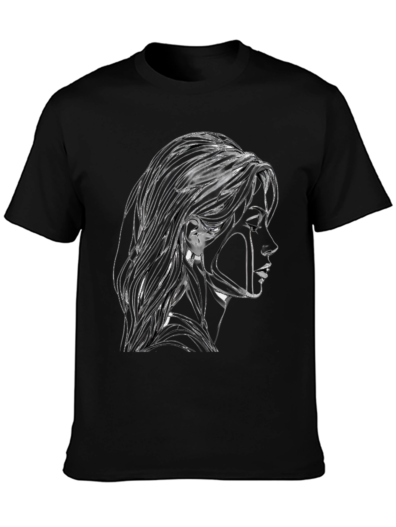 Abstract Woman Graphic Black T-Shirt