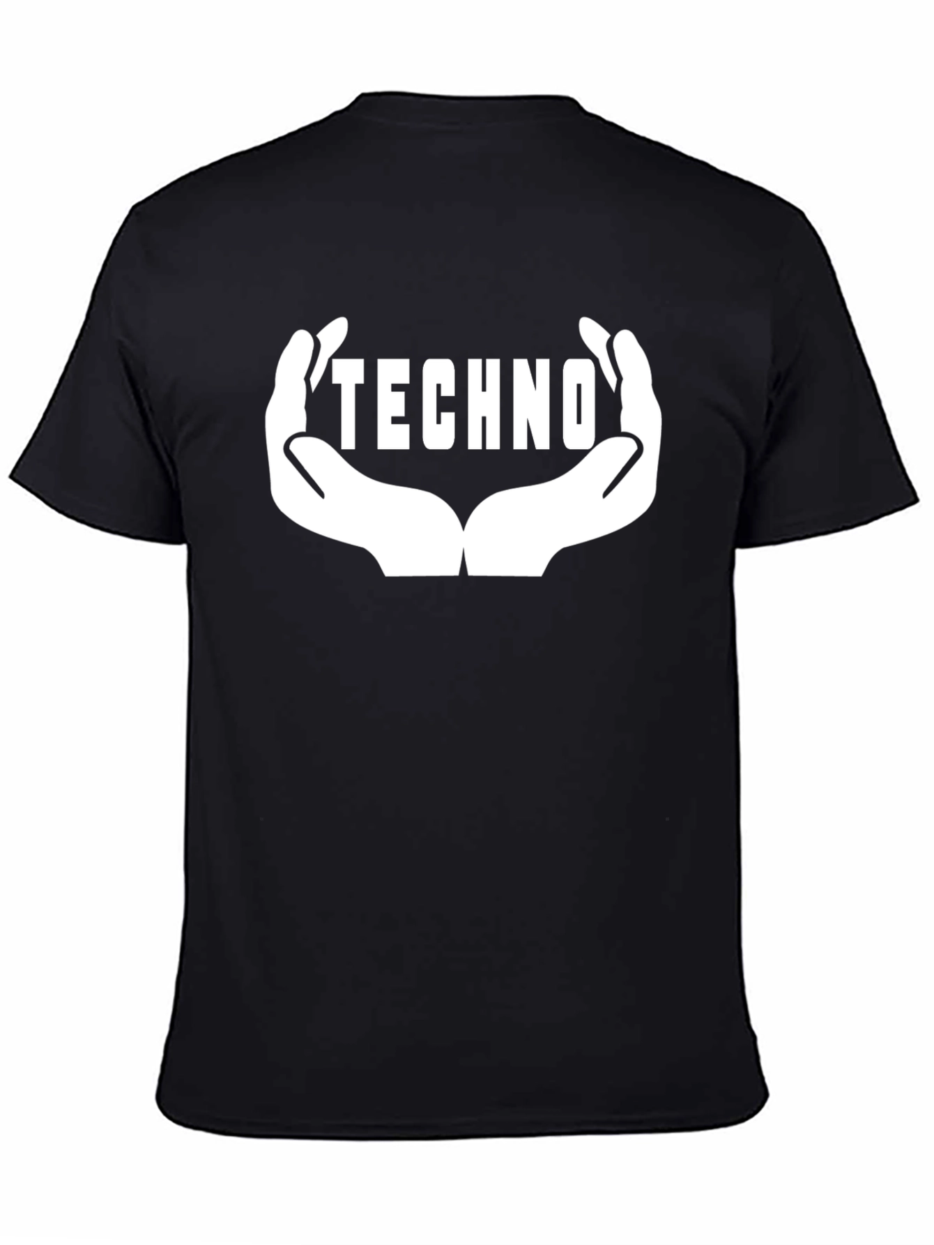 Techno Music Graphic Tee - Hands Design Black Cotton