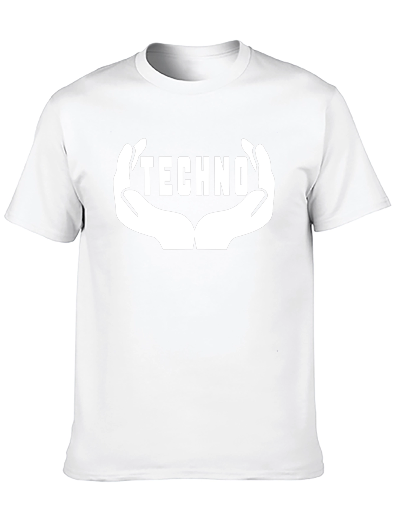 Techno Music Graphic Tee - Hands Design Black Cotton