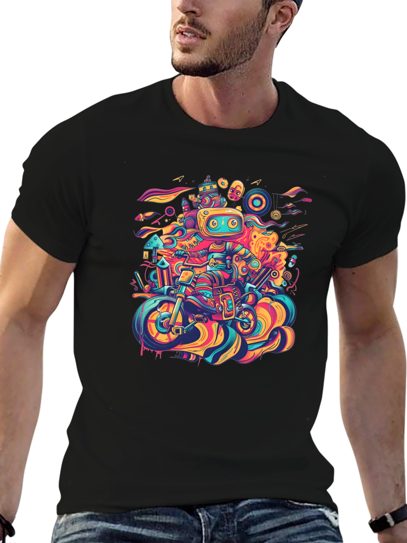 Robot Ride T-Shirt - Cool Graphic Tee