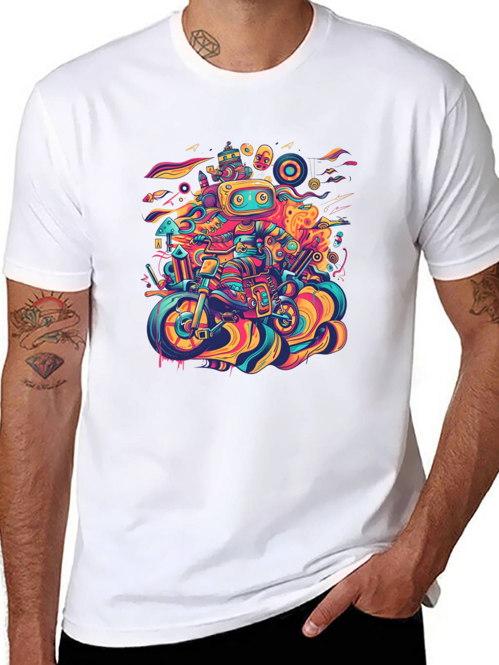 Robot Ride T-Shirt - Cool Graphic Tee