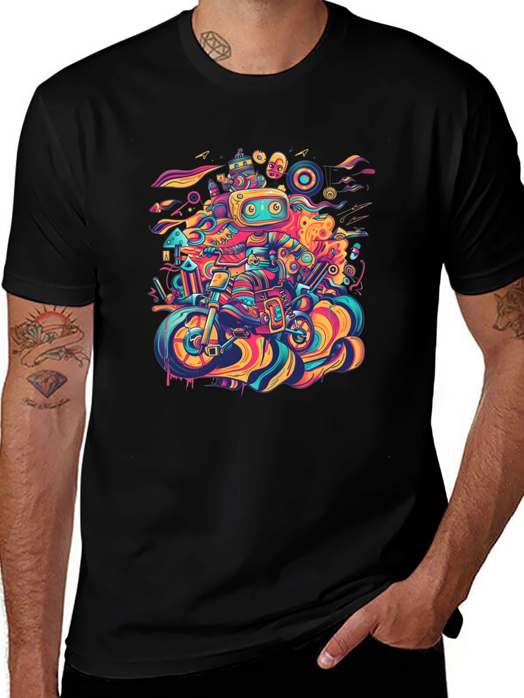 Robot Ride T-Shirt - Cool Graphic Tee