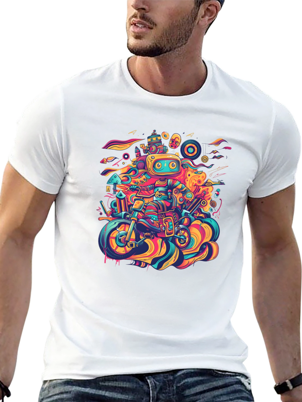 Robot Ride T-Shirt - Cool Graphic Tee