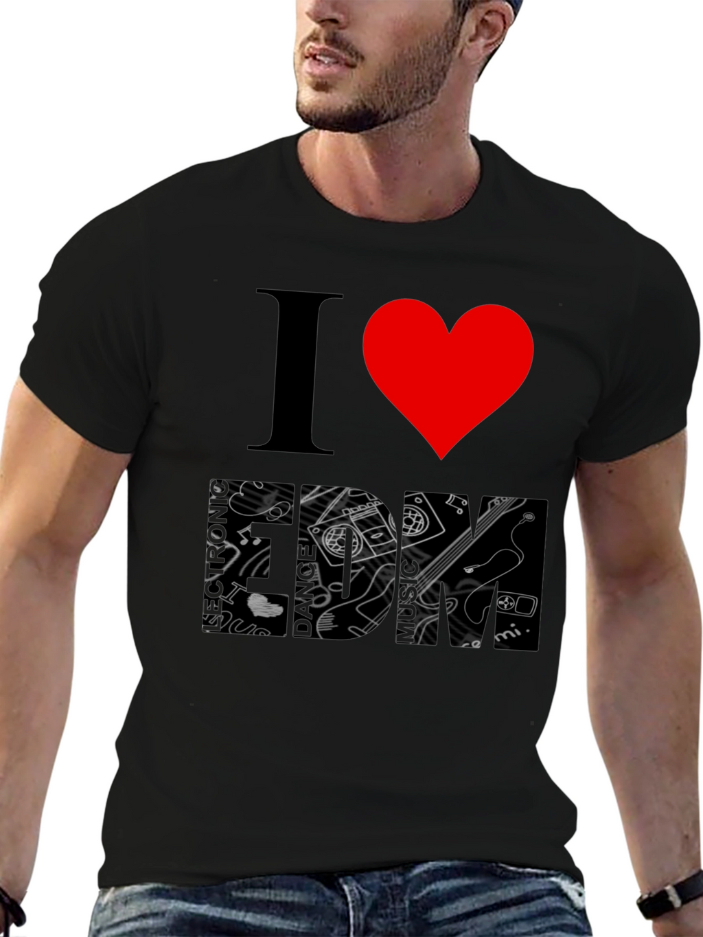 I Heart Music Black Graphic T-Shirt