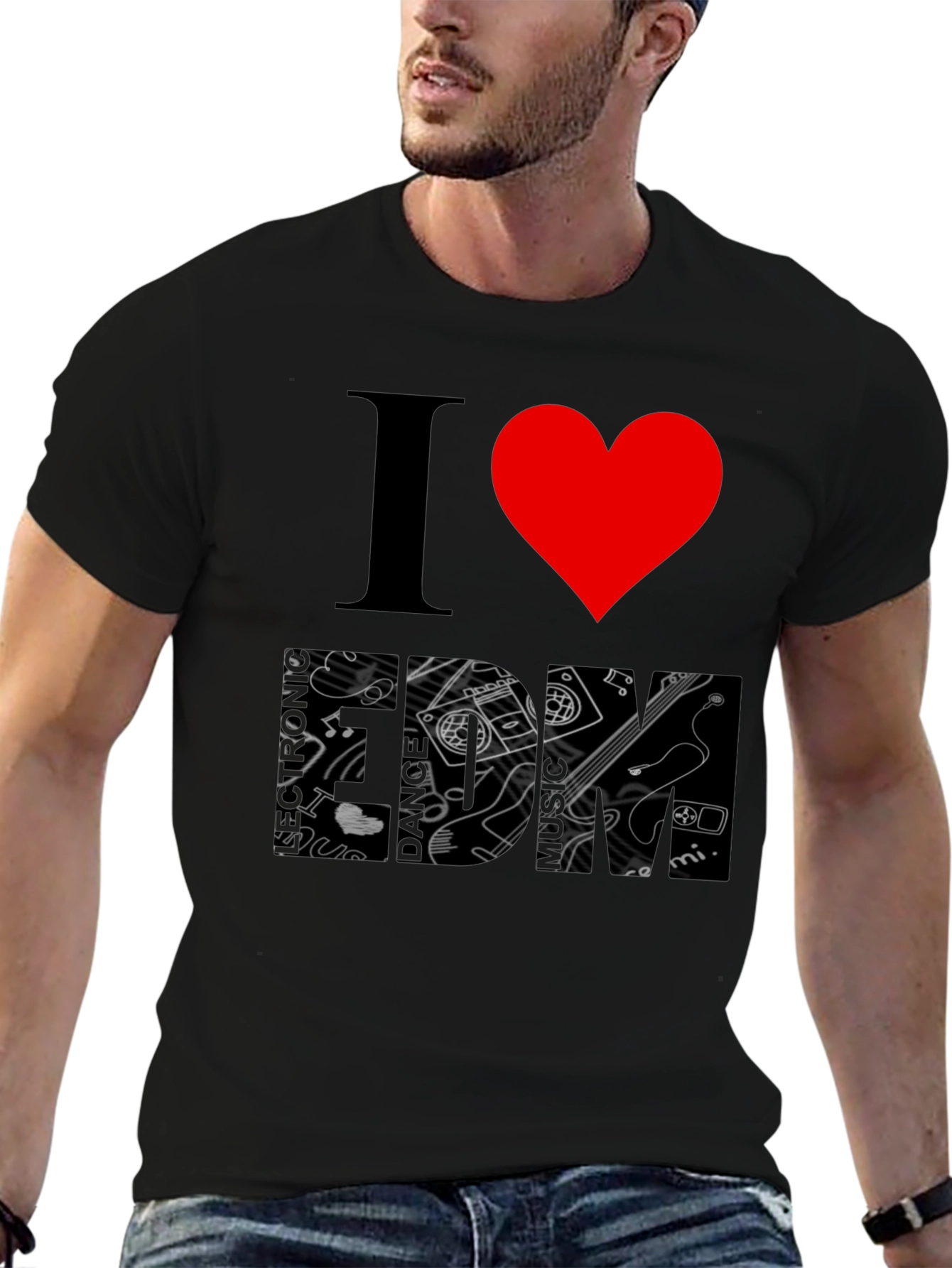I Heart Music Black Graphic T-Shirt