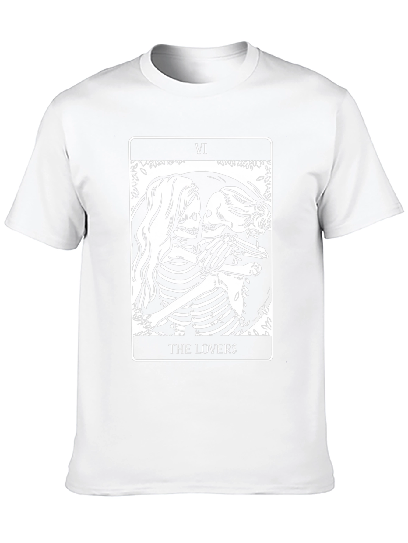 The Lovers Tarot Card Skeleton Graphic Black T-Shirt